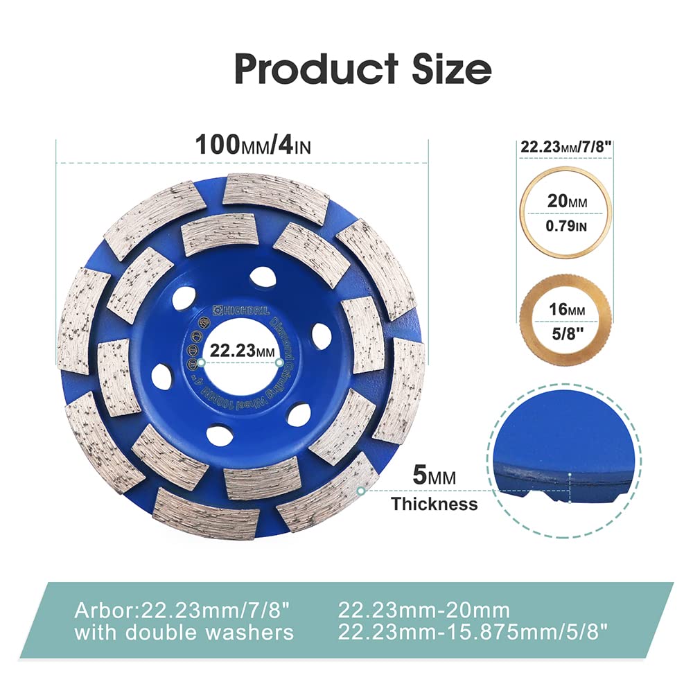 Diamant Schleiftopf,HIGHDRIL 100MM Turbo Diamanttopfschleifer Schleifscheibe für Beton Mauerwerk Gra