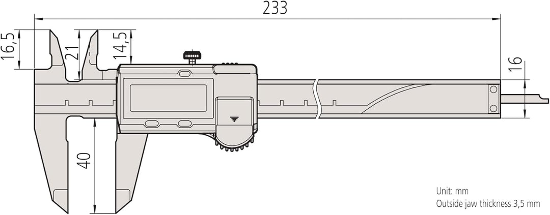 MITUTOYO Digital Messschieber ohne Datenausgang DIN 862, Tiefenmass rund 0-150 mm, 1 Stück,500-184-3