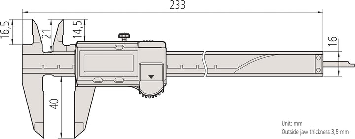 MITUTOYO Digital Messschieber ohne Datenausgang DIN 862, Tiefenmass rund 0-150 mm, 1 Stück,500-184-3