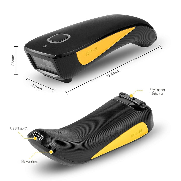 NETUM C750 Wireless Barcode Scanner Bluetooth Compatible Small Pocket USB 1D 2D QR Code Scanner for