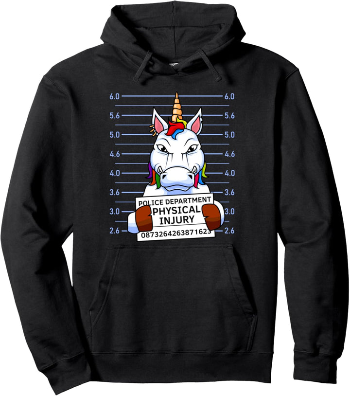 Böses Einhorn Verhaftung Foto Verhaftungsfoto Witz Spa Pullover Hoodie