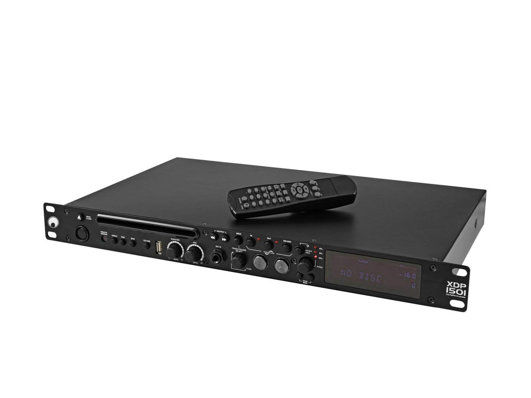 OMNITRONIC XDP-1501 CD-/MP3-Player | 1 HE flacher CD-/MP3-Player mit USB-Port, Mikrofon-Eingang und