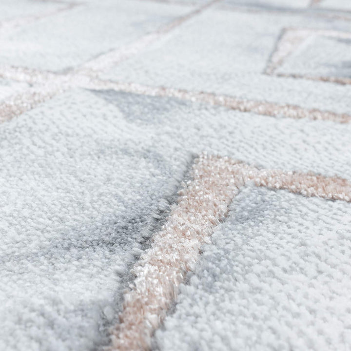Carpetsale24 Modern Designer Teppich, Kurzflor Rauten - Marmor Optik, Rechteckig, Grau und Bronzefar