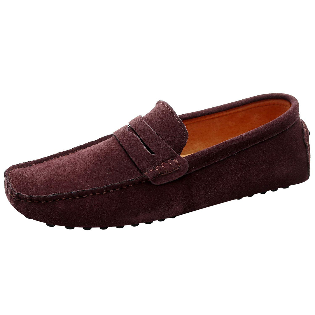 Jamron Herren Wildleder Penny Loafers Gemütlich Fahrende Schuhe Mokassin Slippers 42 EU Kaffee, 42 E