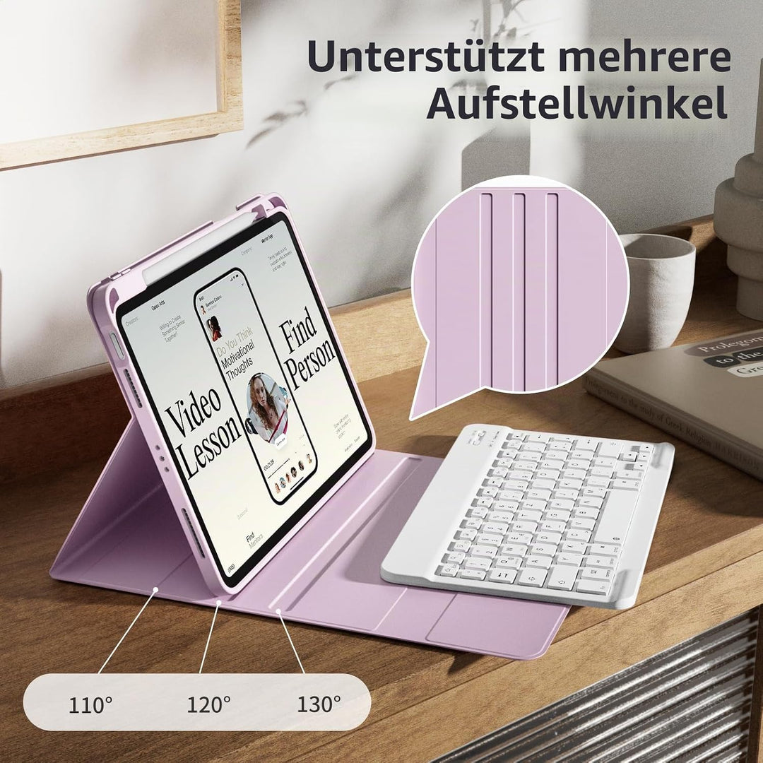 Hülle mit Tastatur für iPad Air 11 Zoll (2025 M3/2024 M2), iPad Air 5./4. Gen(2022/2020) 10.9 Zoll,