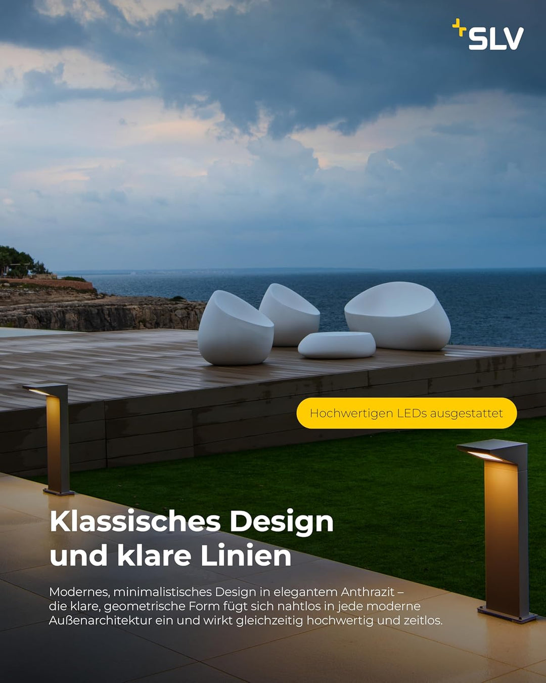 SLV LED Aussenleuchte IPERI 50 | Design Aussen-Standleuchte, stilvolle Aussenbeleuchtung | Outdoor L