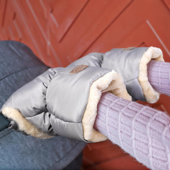 Orzbow Kinderwagen Handwärmer,Wasserdicht Künstliche Lammfell Handmuff für Kinderwagen,Winddicht Han