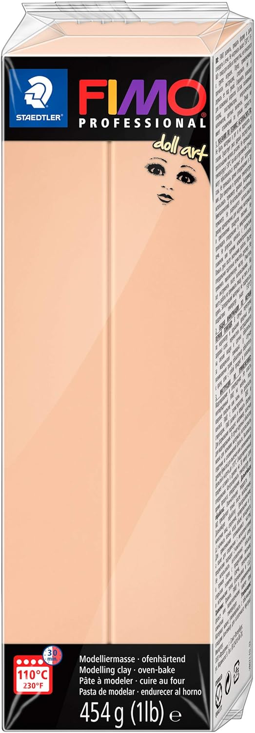 STAEDTLER 8071-435 FIMO doll art ofenhärtende Modelliermasse. Grossblock 454g (1 lb). Farbe: cameo.