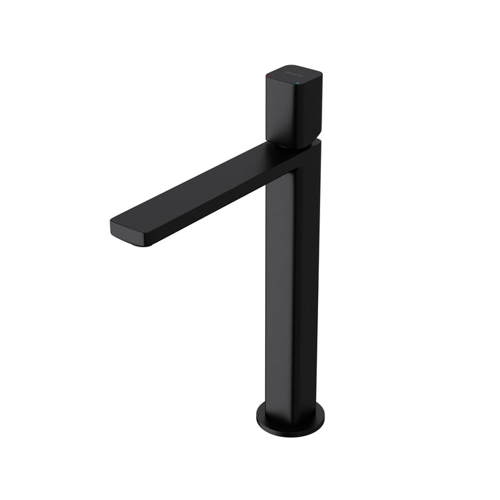 doporro Badarmatur Schwarz matt, Einhebelmischer für Badezimmer, 30,9 cm | Waschbeckenarmatur eckig