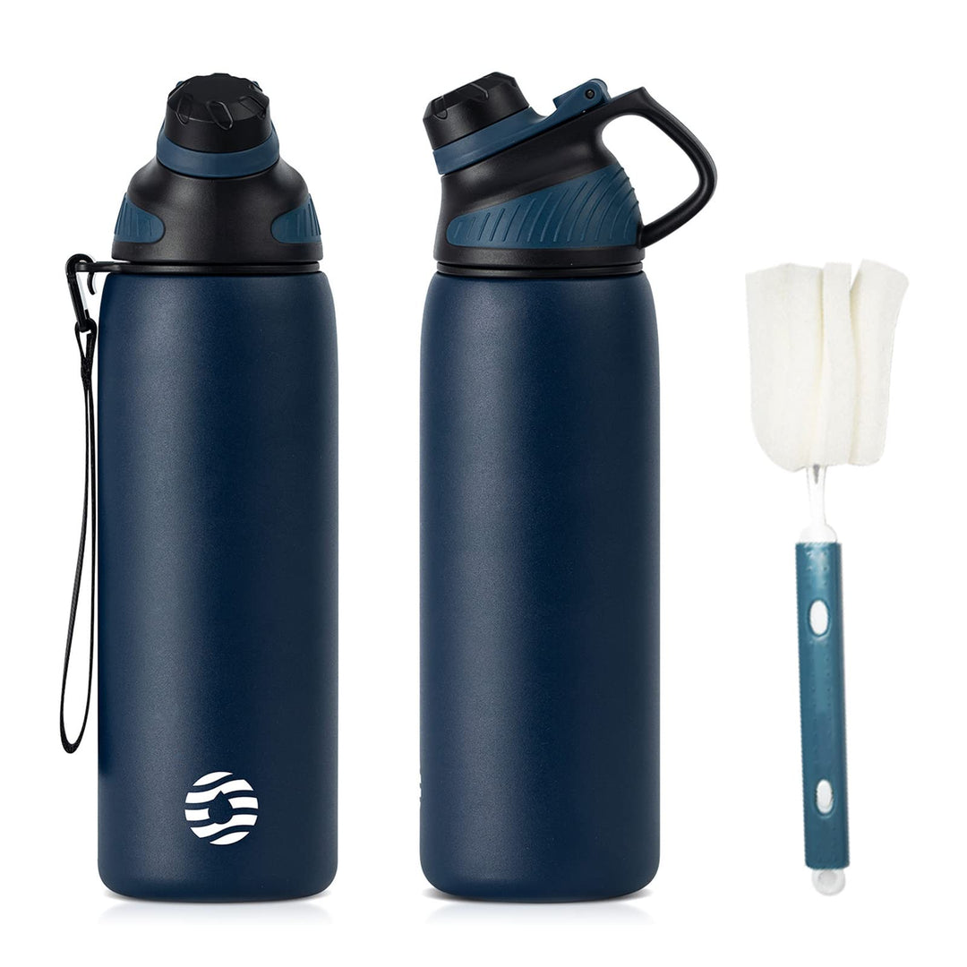 Fjbottle Edelstahl Trinkflasche Sport mit Magnetischem Deckel 1L, 800ml, 600ml, 400ml BPA-Frei Ausla