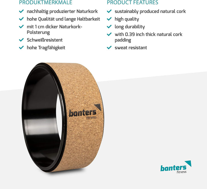 banters Yoga Rad aus Naturkork -Yoga Wheel inklusive Übungsposter