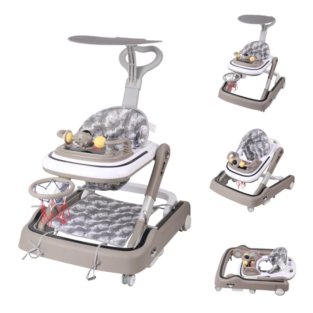 Lauflernhilfe für Babys mit Spielset und Bodenmatte, robust, faltbar, mit 5 verstellbaren Positionen