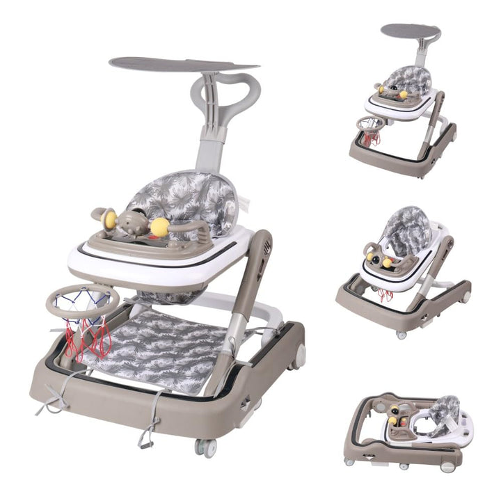 Lauflernhilfe für Babys mit Spielset und Bodenmatte, robust, faltbar, mit 5 verstellbaren Positionen