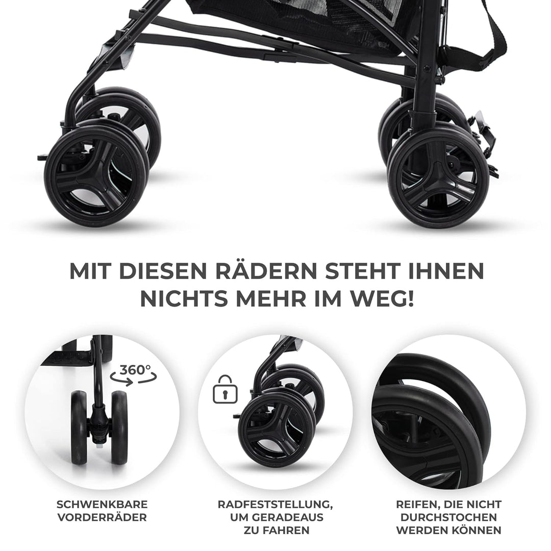 Kinderkraft TIK Kinderwagen, Liegebuggy, Sportwagen, Leicht - 6,5kg, Drehbare Vorderräder, Verstellb