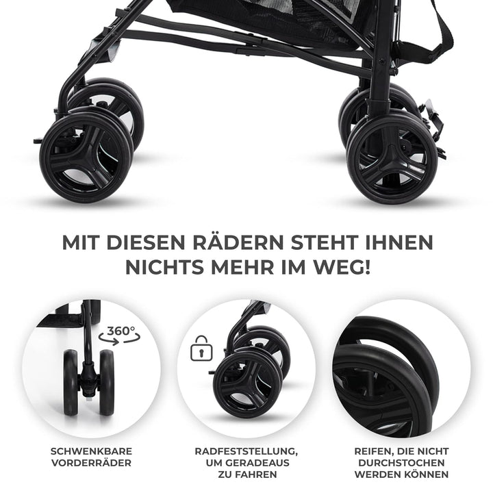 Kinderkraft TIK Kinderwagen, Liegebuggy, Sportwagen, Leicht - 6,5kg, Drehbare Vorderräder, Verstellb