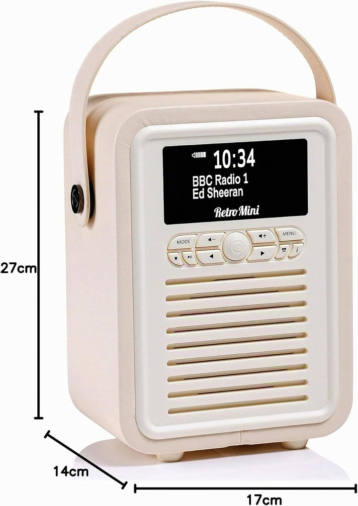 VQ Retro Mini Tragbares Radio mit Bluetooth-Lautsprecher und 60 Voreinstellungen. Enthält ein DAB-Ra