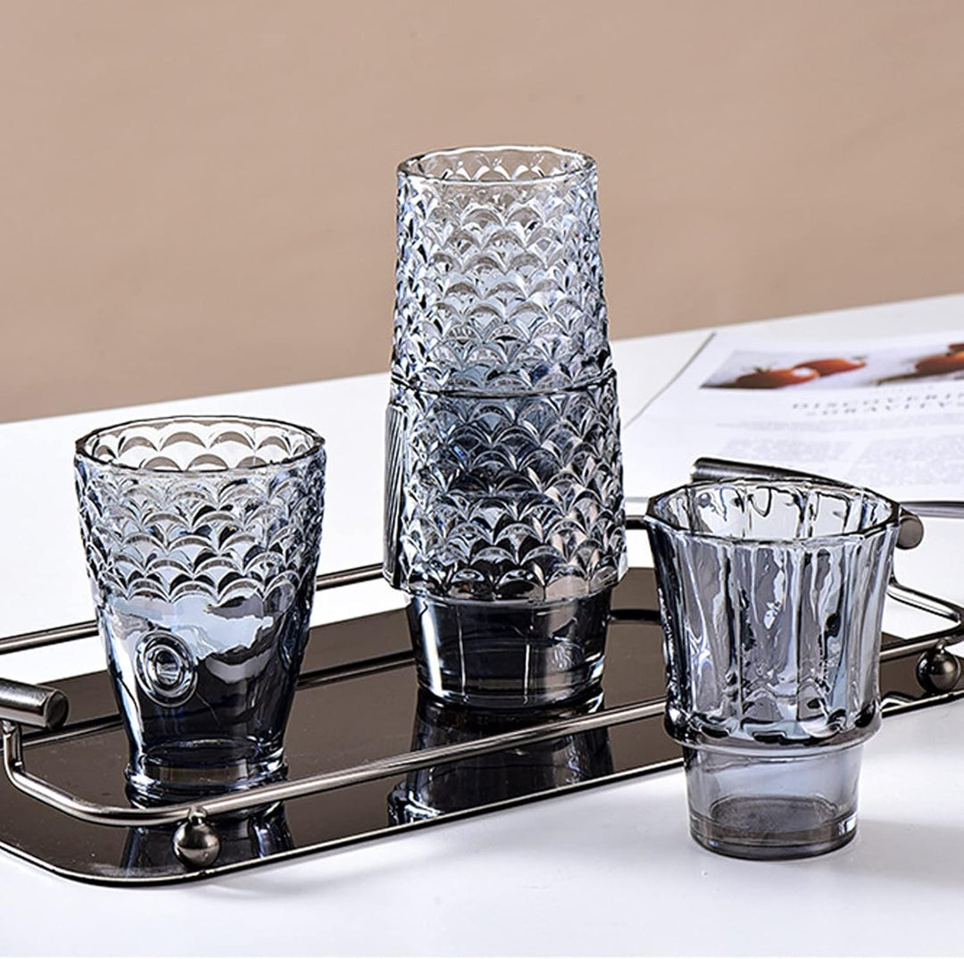 ZOEDT Koi-Fischform, stapelbare Trinkgläser, buntes Glas, 4er-Set, Galvanisierungsprozess, Exquisite