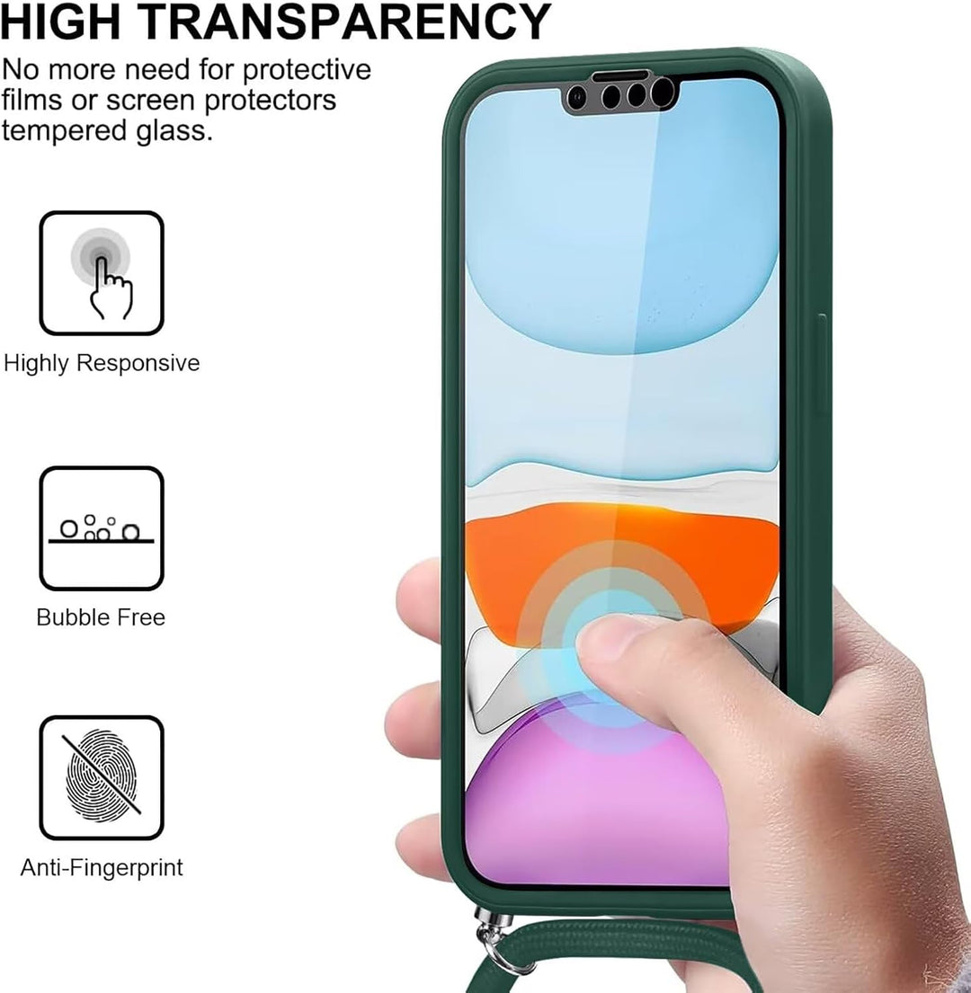 FERLAN Handykette für iPhone 17 Hülle mit Band,Transparent 360 Grad Rundumschutz Schutzhülle mit Int