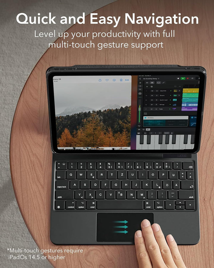 ESR für iPad Air 11" (M4/M3/M2)/Pro 11" Hülle mit Tastatur | für iPad Air 5/4. Gen, Sicherer Magnetv