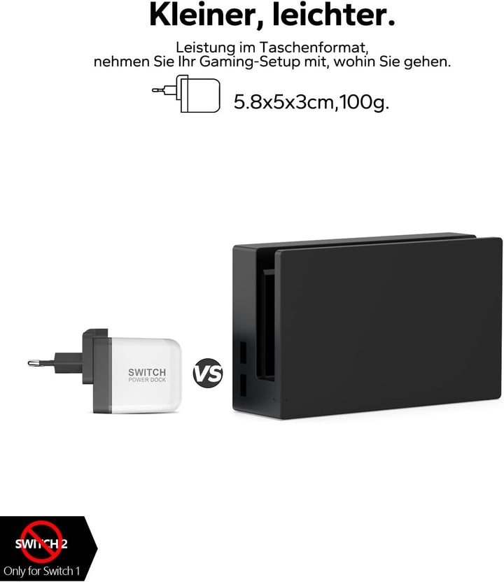 36W Switch Docking Station, für Nintendo Switch OLED/Steam Deck, Mini GaN Netzteil mit 3-Port (USB C