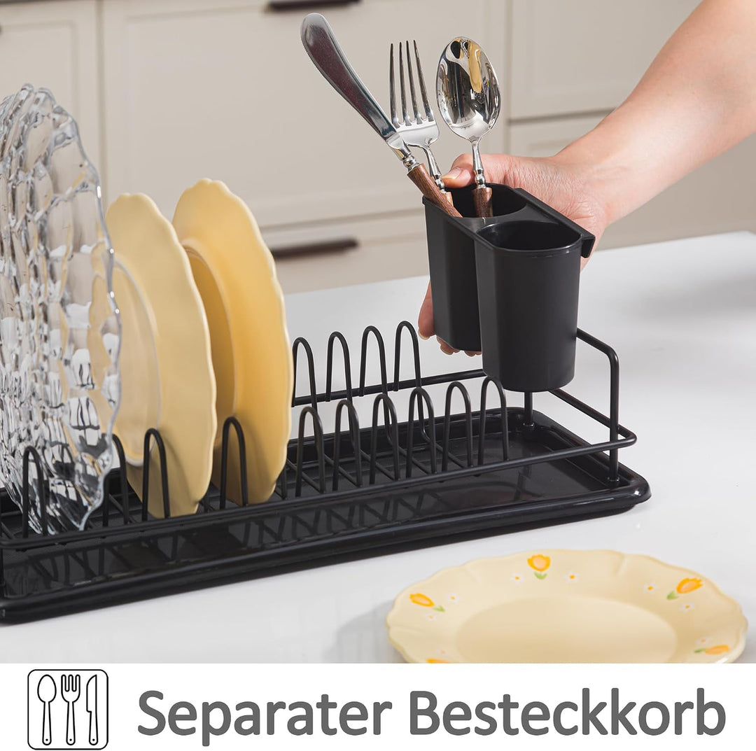 Abtropfgestell Geschirr klein, Geschirrabtropfgestell mit Abnehmbarer Haken und abtropfschale, Gesch
