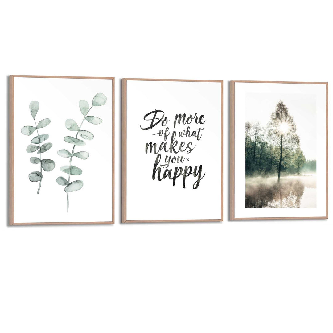 REINDERS Bilder Poster Set Deko Wohnzimmer mit Bilderrahmen More - Slim Frame MDF 20 x 30 cm 3er Set