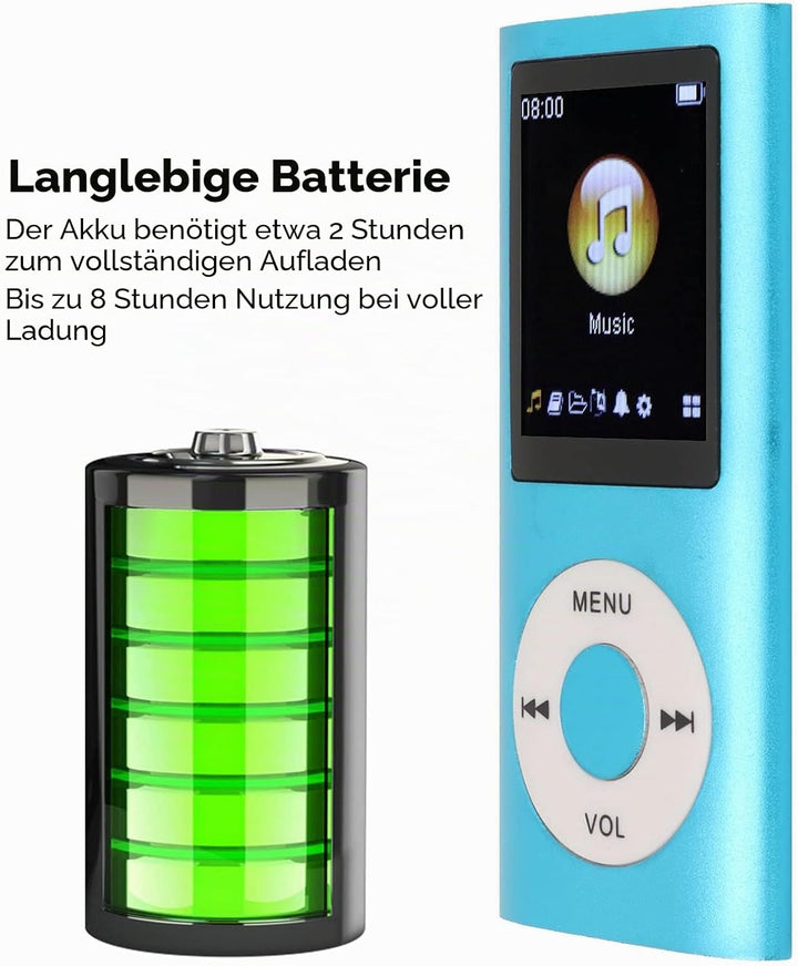 MP3-Musikplayer, MP3-Player, Tragbarer MP3-Player, Schlanker 1,8-Zoll-LCD-Bildschirm, mit Kopfhörer,