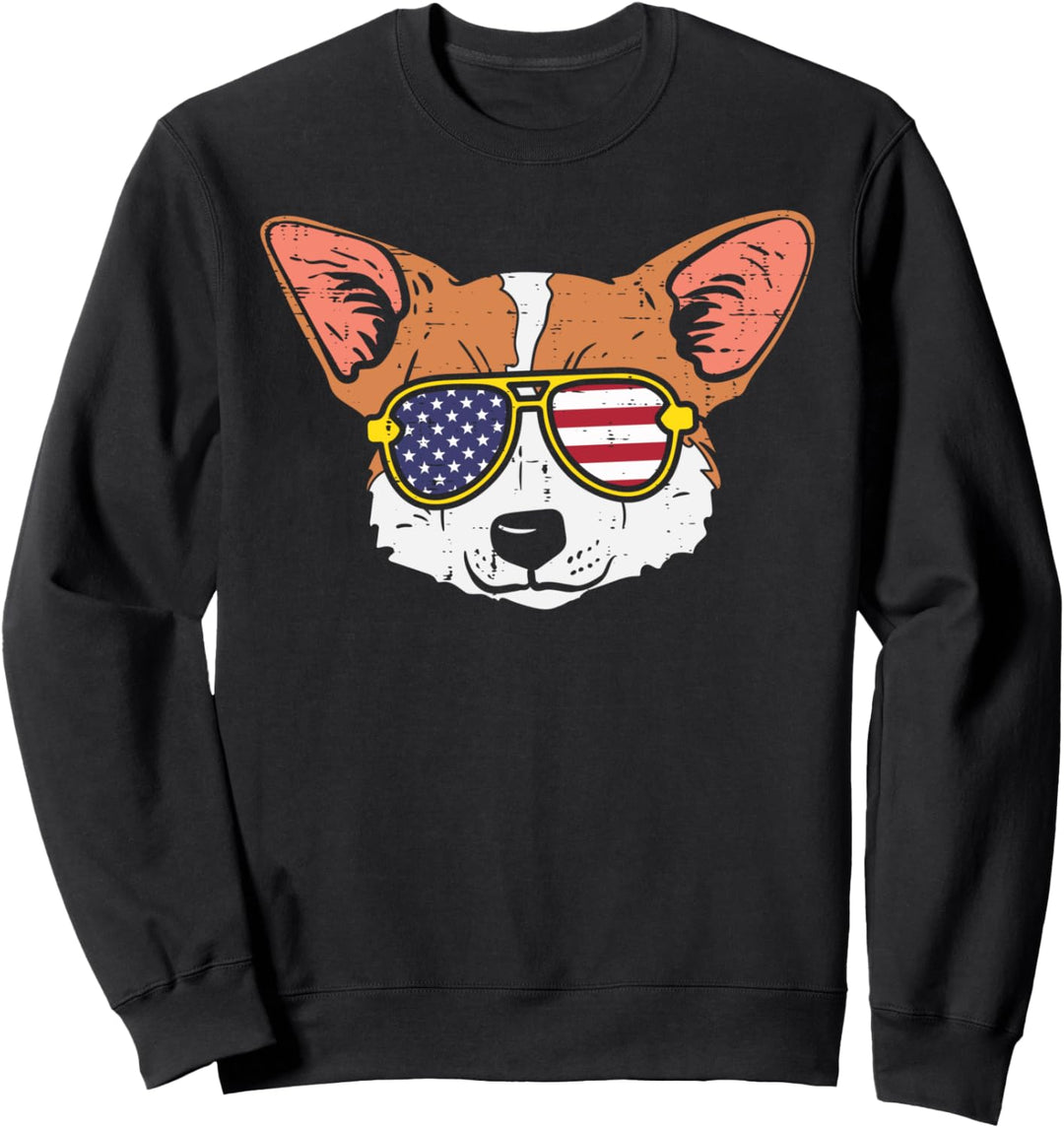 Welsh Corgi American USA Flag 4th Of July Fourth Dog Sweatshirt