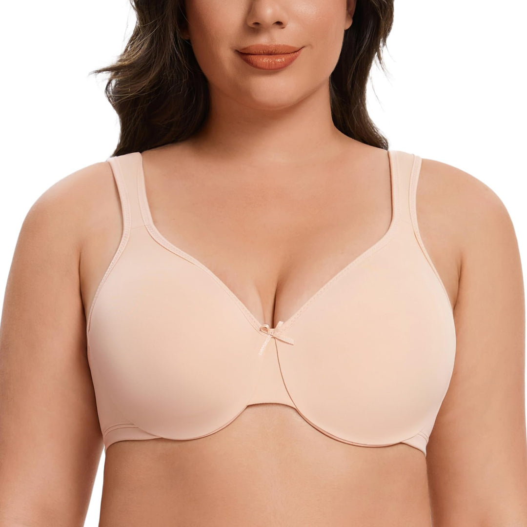 MELENECA Damen-Minimizer-BH in Übergrösse, vollständig bedeckend, nahtlos, Nicht gepolstert 95D Beig