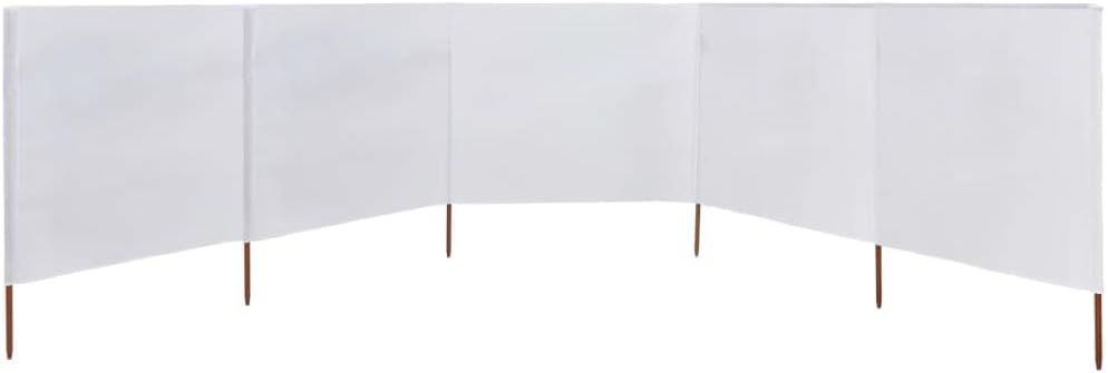 Rantry Windschutz mit 5 Paneelen, Stoff, Weiss, Sand, 600 x 120 cm, Zelt, Camping, Sonnenschutz, Pri