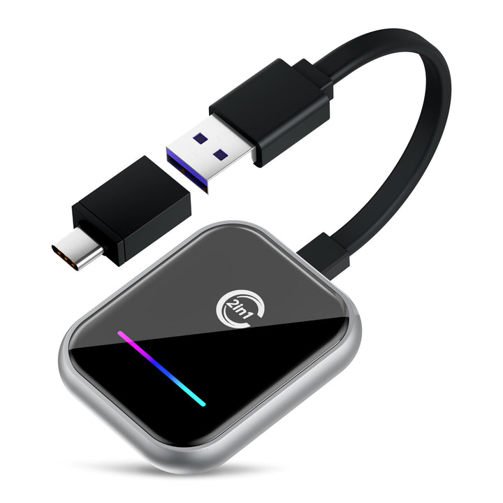 Android Auto & Carplay Wireless Adapter : 2 IN 1 Mini Wireless Adapter für Wired Android Auto/Carpla