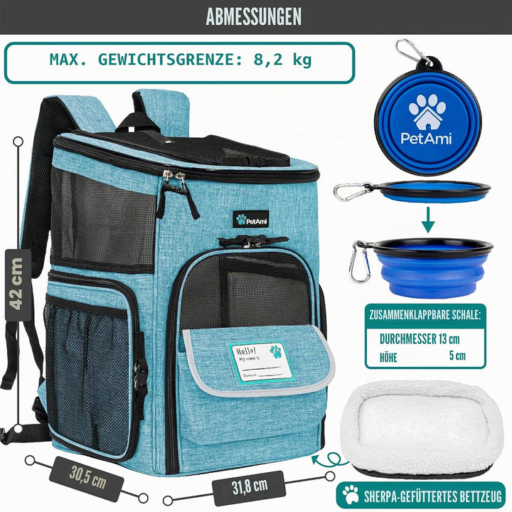 PetAmi Hunderucksack Träger, Fluggesellschaften zugelassene Katzenrucksäcke zum Tragen von kleinen,