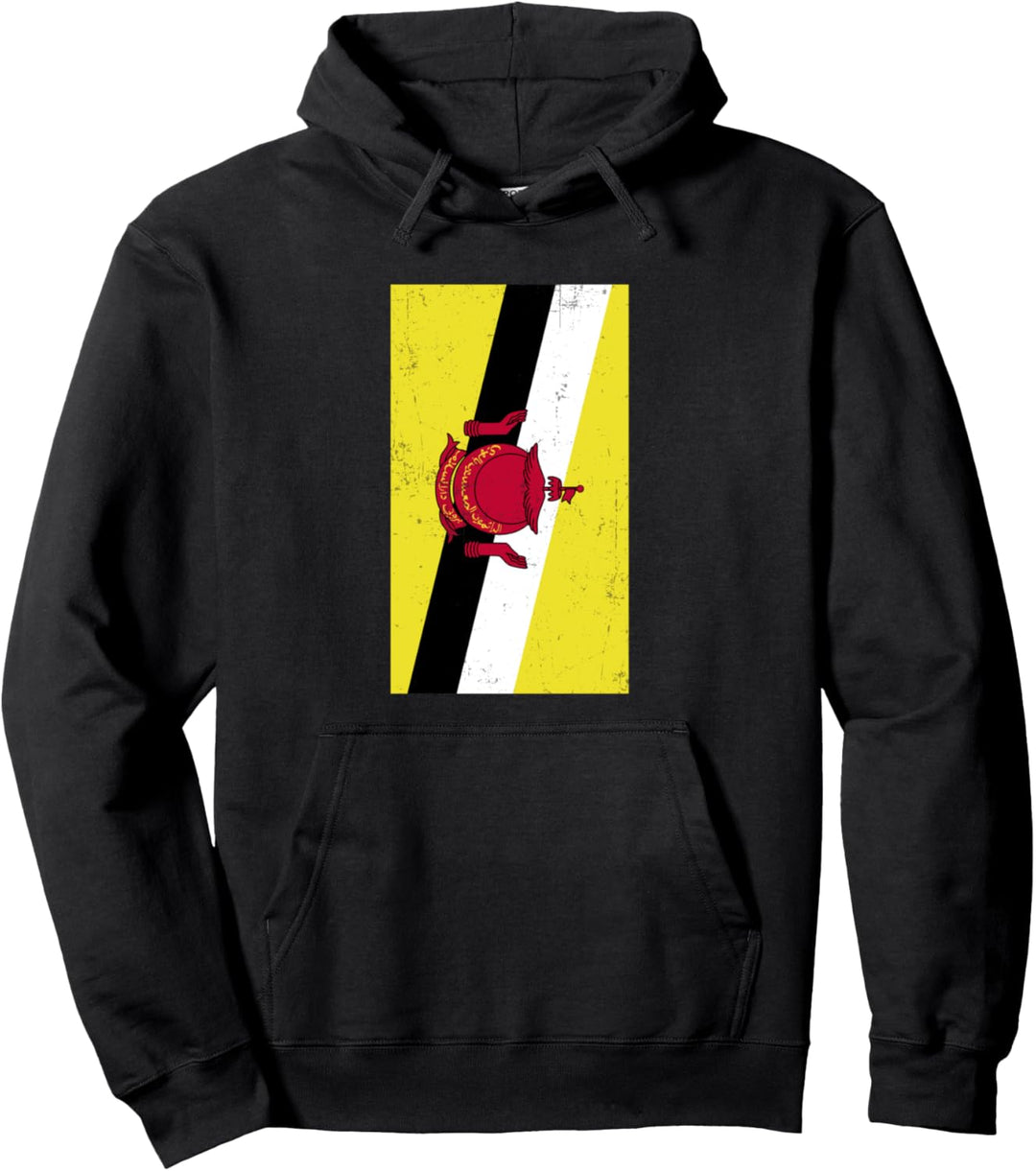 Brunei Asia Bandar Seri Begawan Distressed Flag Pullover Hoodie