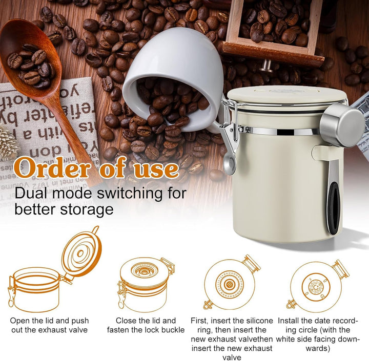 Kaffeedose Luftdicht, 2,8 L Kaffeebohnen Behälter aus Edelstahl Kaffeedose Luftdicht 1kg Bohnen Vaku