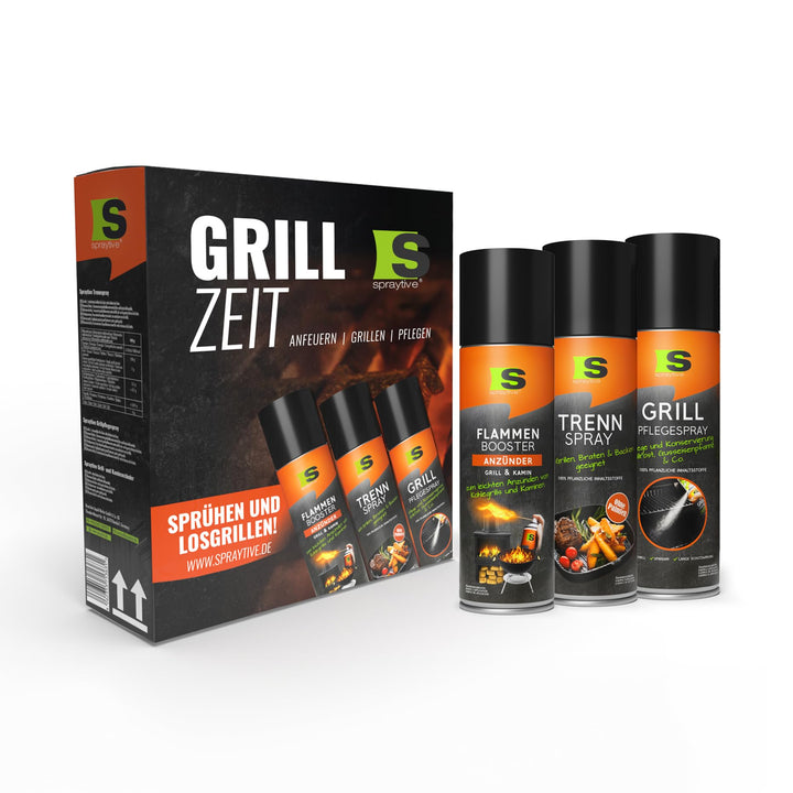 Spraytive Grillzeit BBQ Geschenkset - Grillanzünder, Trennspray, Grillpflegespray - Grillgeschenk fü