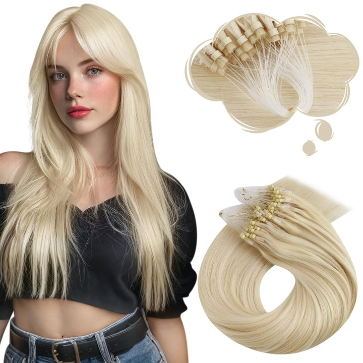 Moresoo Microring Extensions Echthaar Remy Blond Cold Fusion Haarextension Echthaar Microring Loop P