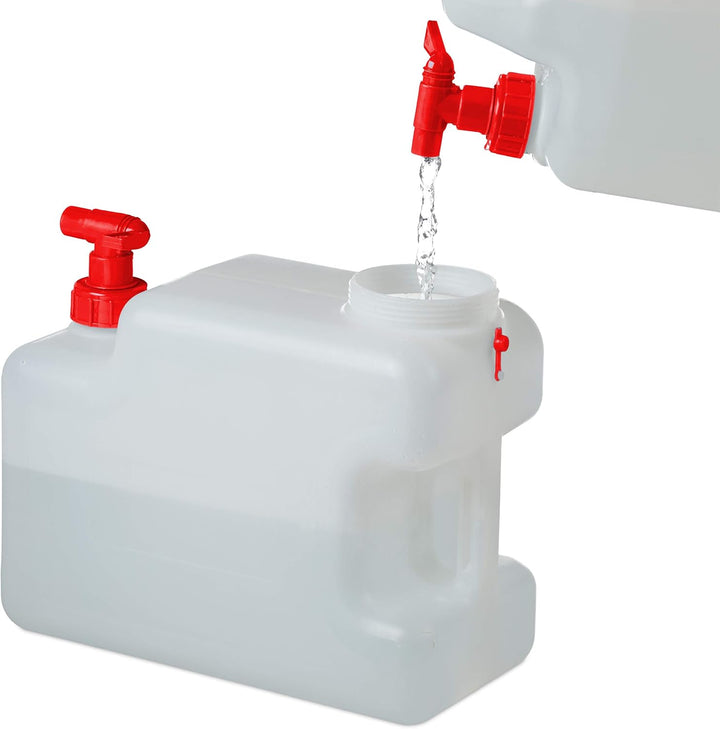 Relaxdays Wasserkanister mit Hahn, Schraubdeckel, Trinkwasserkanister Camping, 12 l, BPA-frei, Kunst