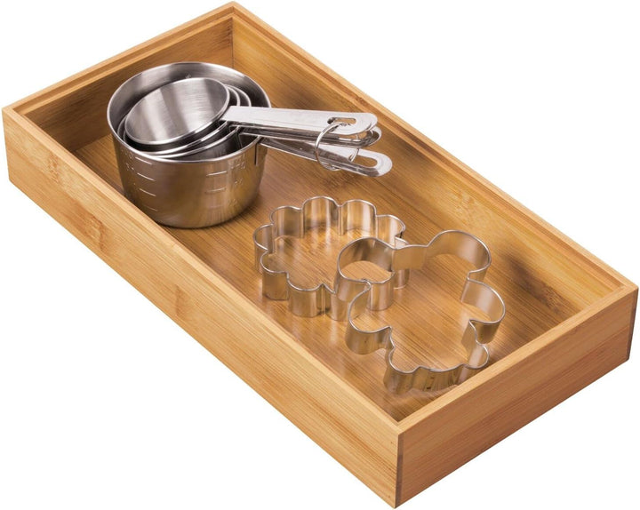 mDesign 4er-Set Aufbewahrungsbox für die Küche – extragrosse Schubladenbox aus Holz – stapelbarer Sc