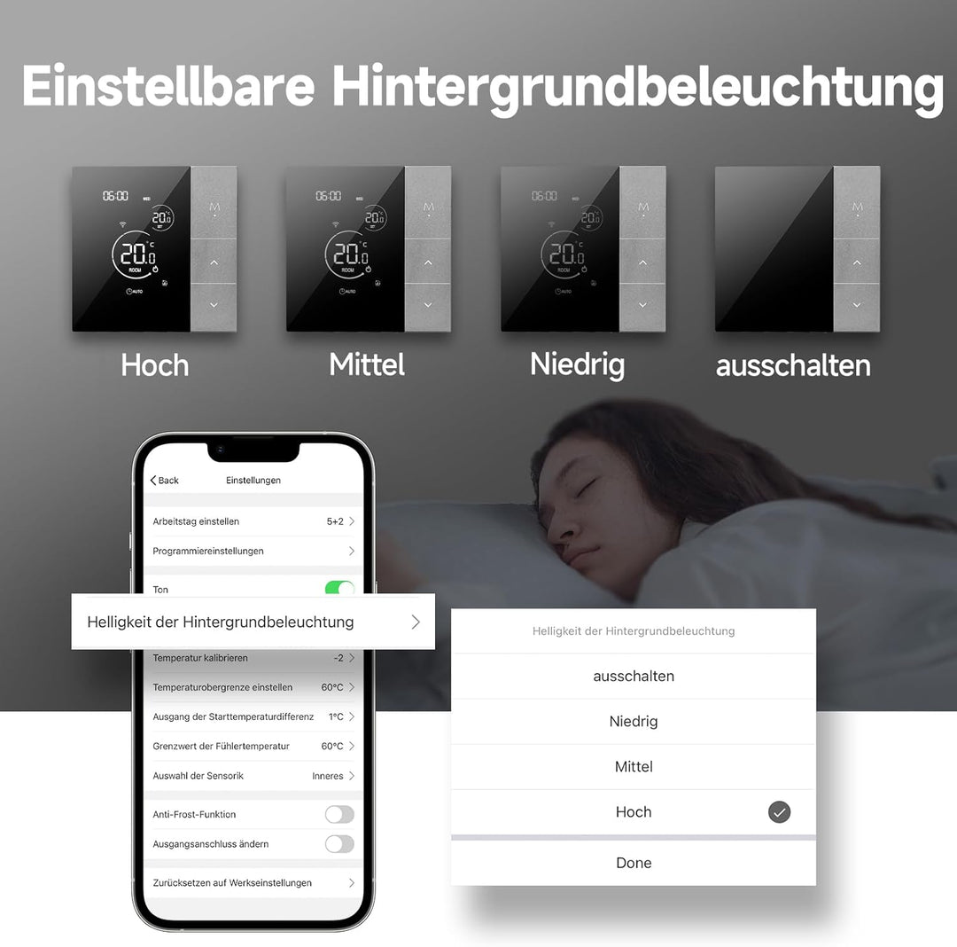 Beok Thermostat Fussbodenheizung Smart, Wifi Raumthermostat Digital für Wasser Fussbodenheizung WLAN
