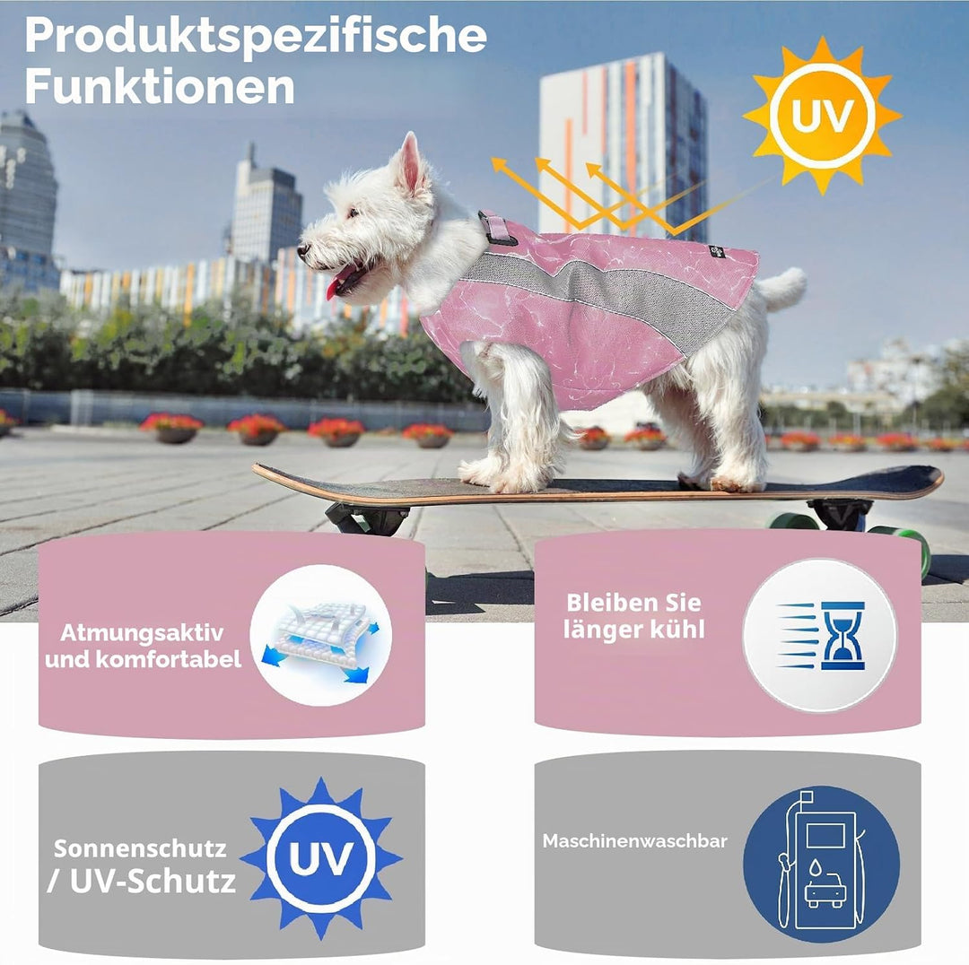 Kühlweste für Hunde, 2024 Upgraded Breathable Kühlweste Hund, EIS-Seide Hunde Kühlweste, Dual Adjust