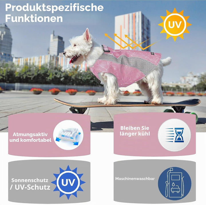 Kühlweste für Hunde, 2024 Upgraded Breathable Kühlweste Hund, EIS-Seide Hunde Kühlweste, Dual Adjust