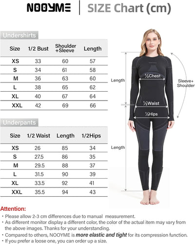 NOOYME Thermounterwäsche Damen Atmungsaktiv und Thermowäsche Set Funktionswäsche Damen Anti-bakterie