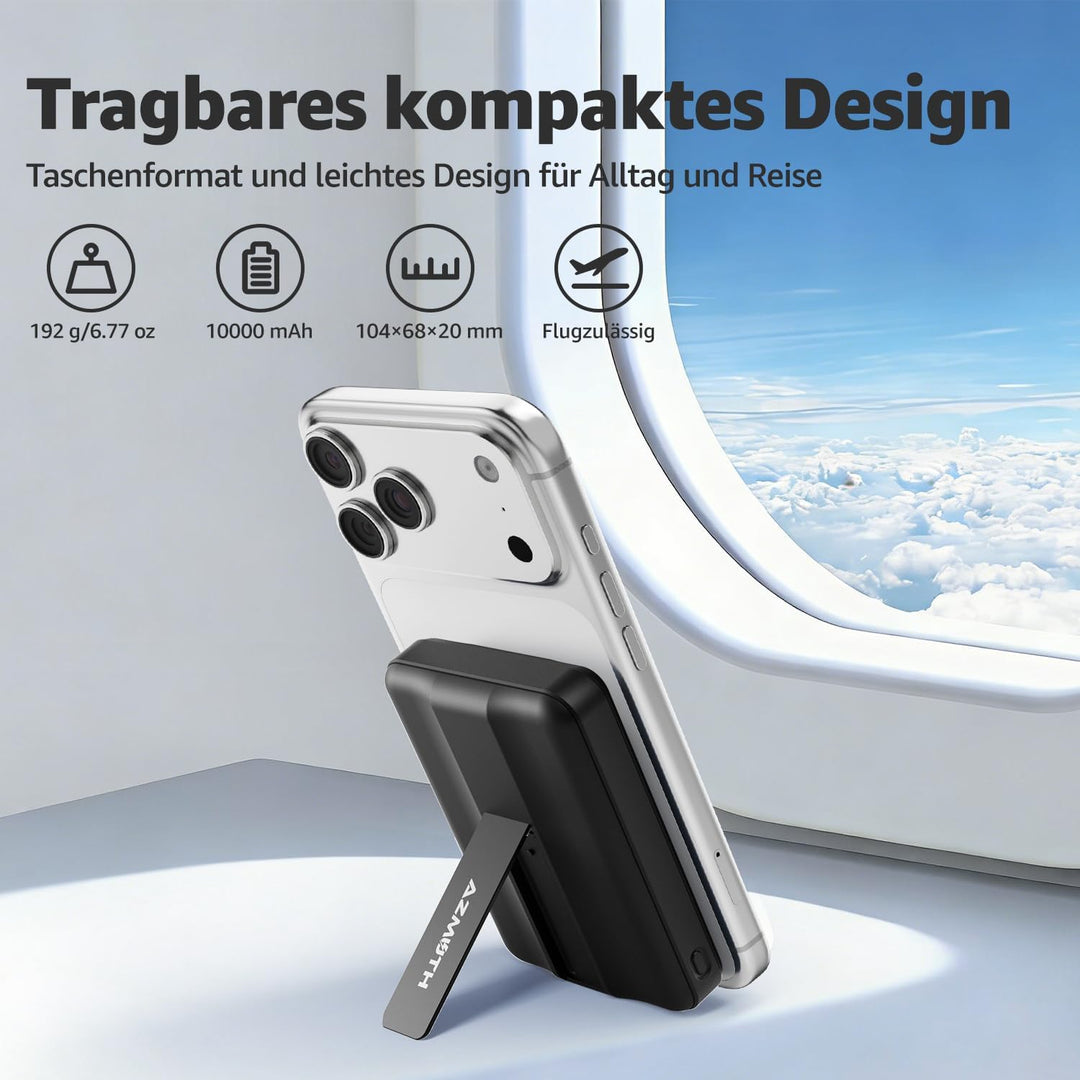 Magnetische Wireless Powerbank 10000mAh, Kompatibel mit MagSafe, Tragbare 15W Kabelloses Schnelllade