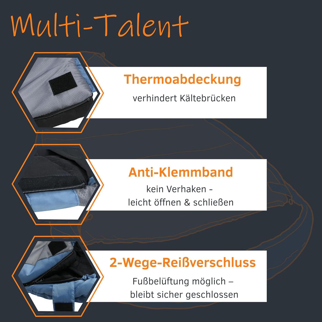 your GEAR Schlafsack Calima XXL - Extra Breiter Eiform Schlafsack 230x110 cm - Viel Platz für Seiten