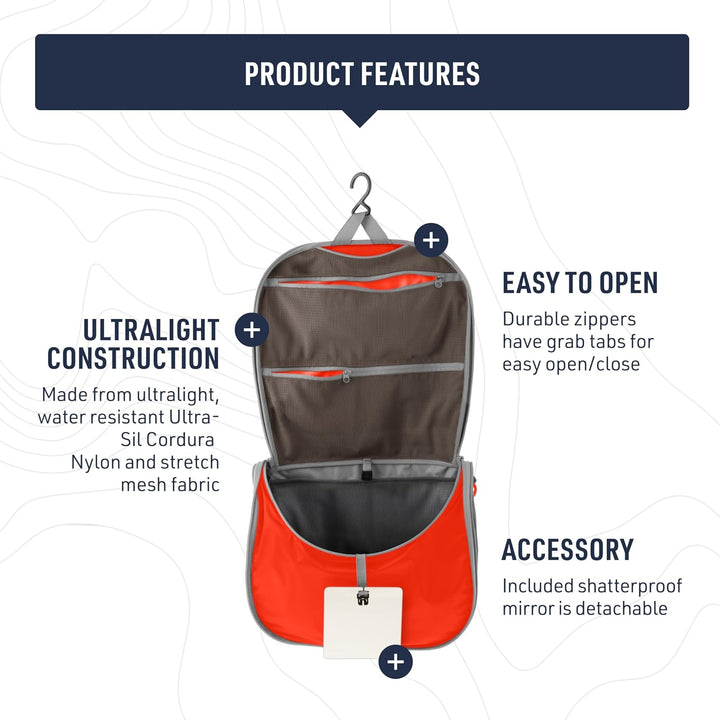 Sea to Summit TravellingLight Hanging Toiletry Bag, Travel Organizer for Men and Women, Large, Spicy