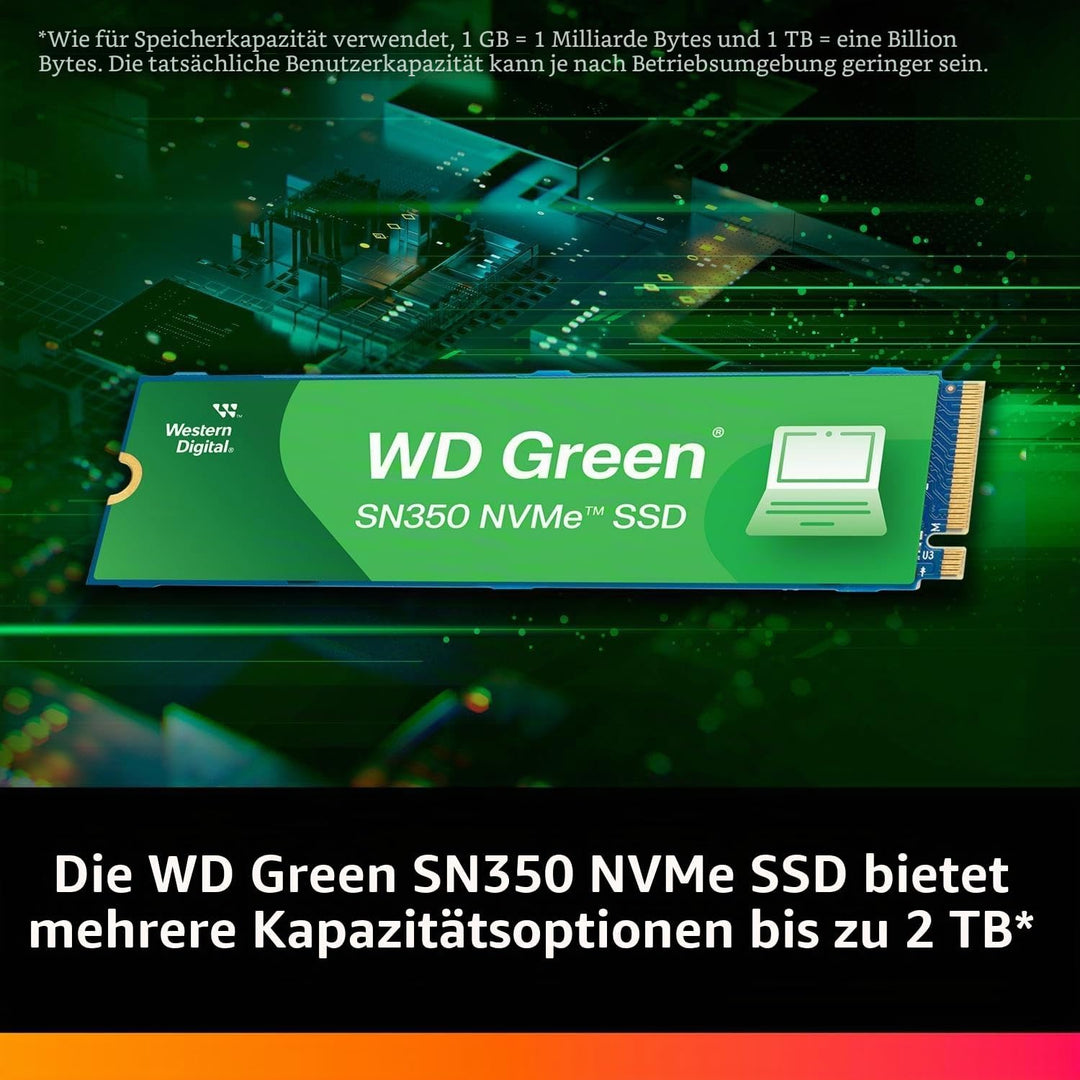 WD Green™ SN350 NVMe SSD Festplatte 2 TB, M.2 2280 (Schnelle NVMe™-Leistung von bis zu 2.400 MB/s, s