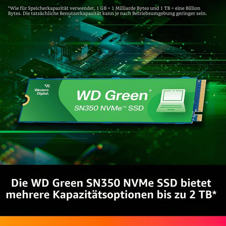WD Green™ SN350 NVMe SSD Festplatte 2 TB, M.2 2280 (Schnelle NVMe™-Leistung von bis zu 2.400 MB/s, s