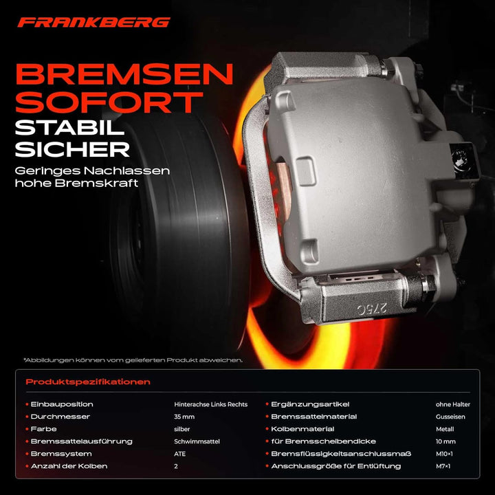 Frankberg 2x Bremssattel Bremszange Hinten Links Rechts Kompatibel mit Astra F 1991-2001 Calibra A 1