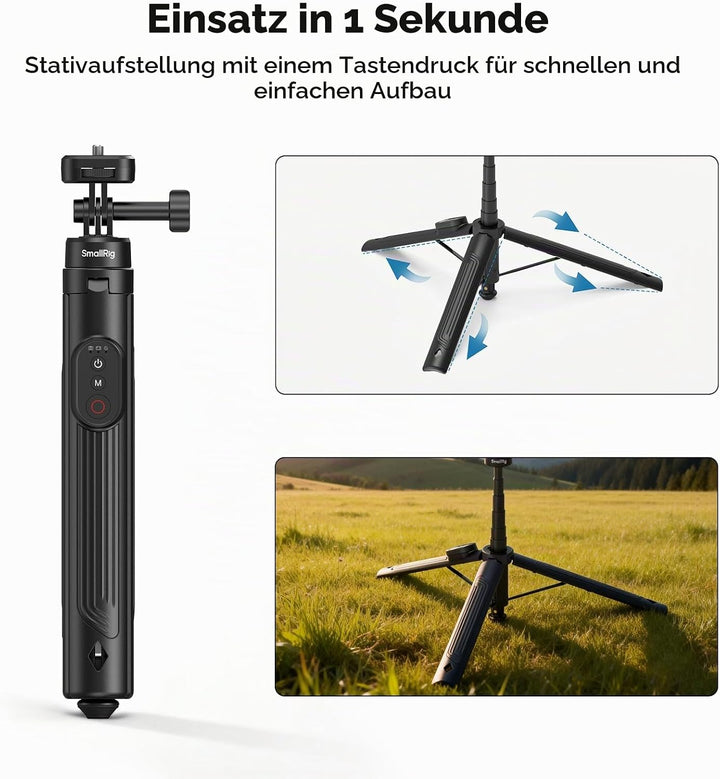 SMALLRIG 59" Selfie-Stick-Stativ mit Fernbedienung, Ausziehbares Stativ für DJI Osmo Action 5 Pro/Po