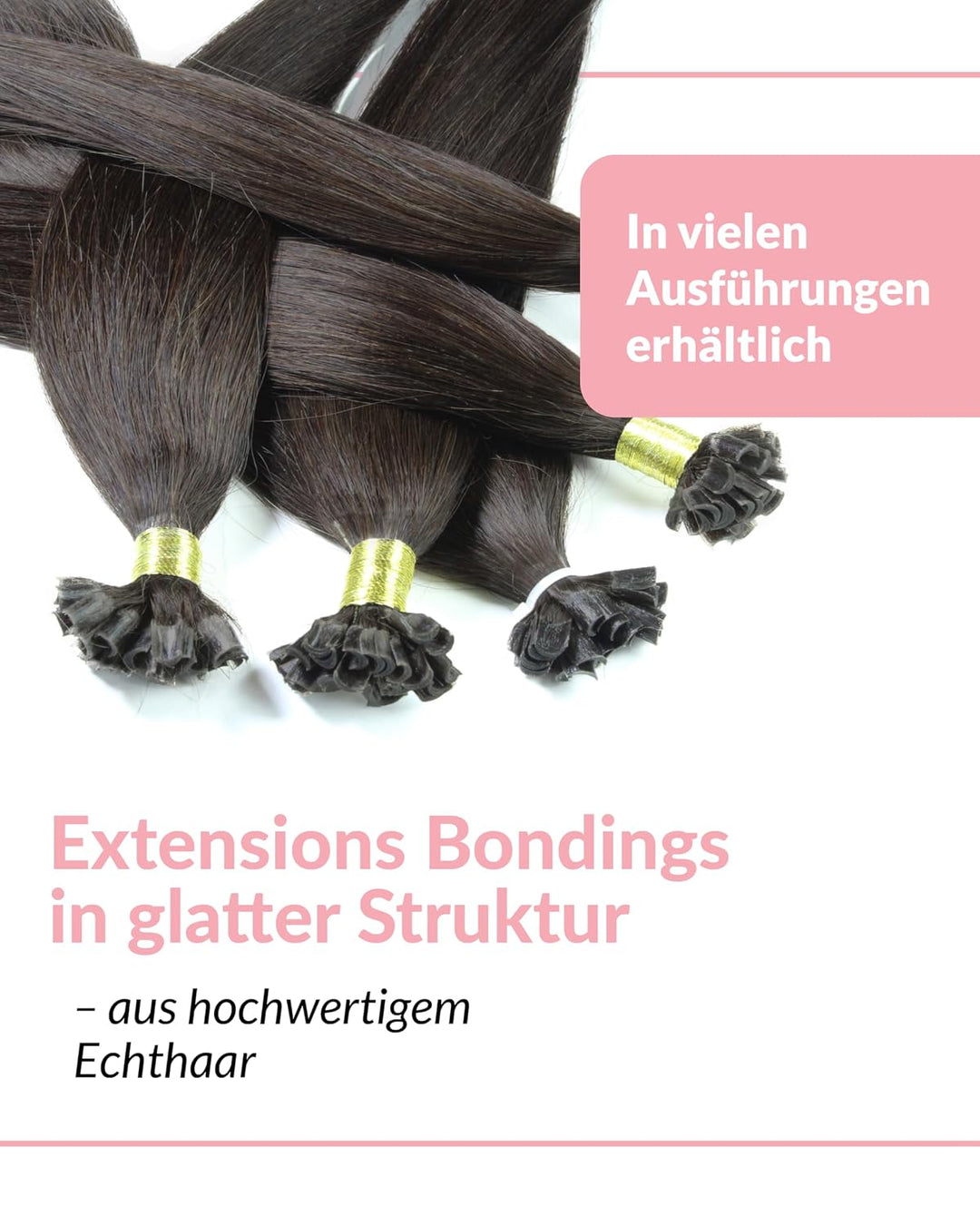 hair2heart Extensions Echthaar Bondings Glatt - 100 Strähnen 0.5g 50cm Dunkelbraun 